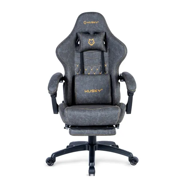 Cadeira Gamer Husky Tempest 700, Até 145kg, Almofadas, Reclinável 150º, PU, Descanso para Pés, Cinza - HCG700CZ